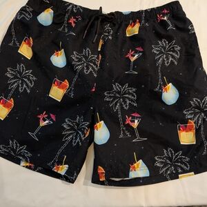Tropical Cocktail Print Men's Swim Board Shorts